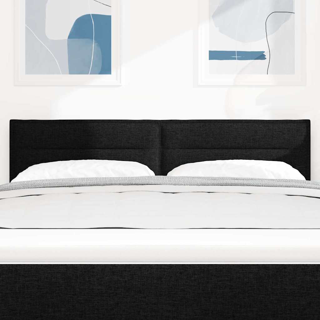 LED Kopfteil mit LED-Lichtleisten Schwarz 144 cm Stoff