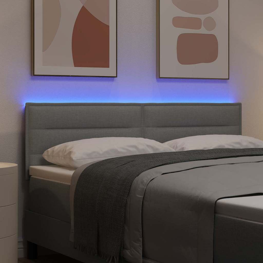 LED Kopfteil mit LED-Lichtleisten Hellgrau 160 cm Stoff