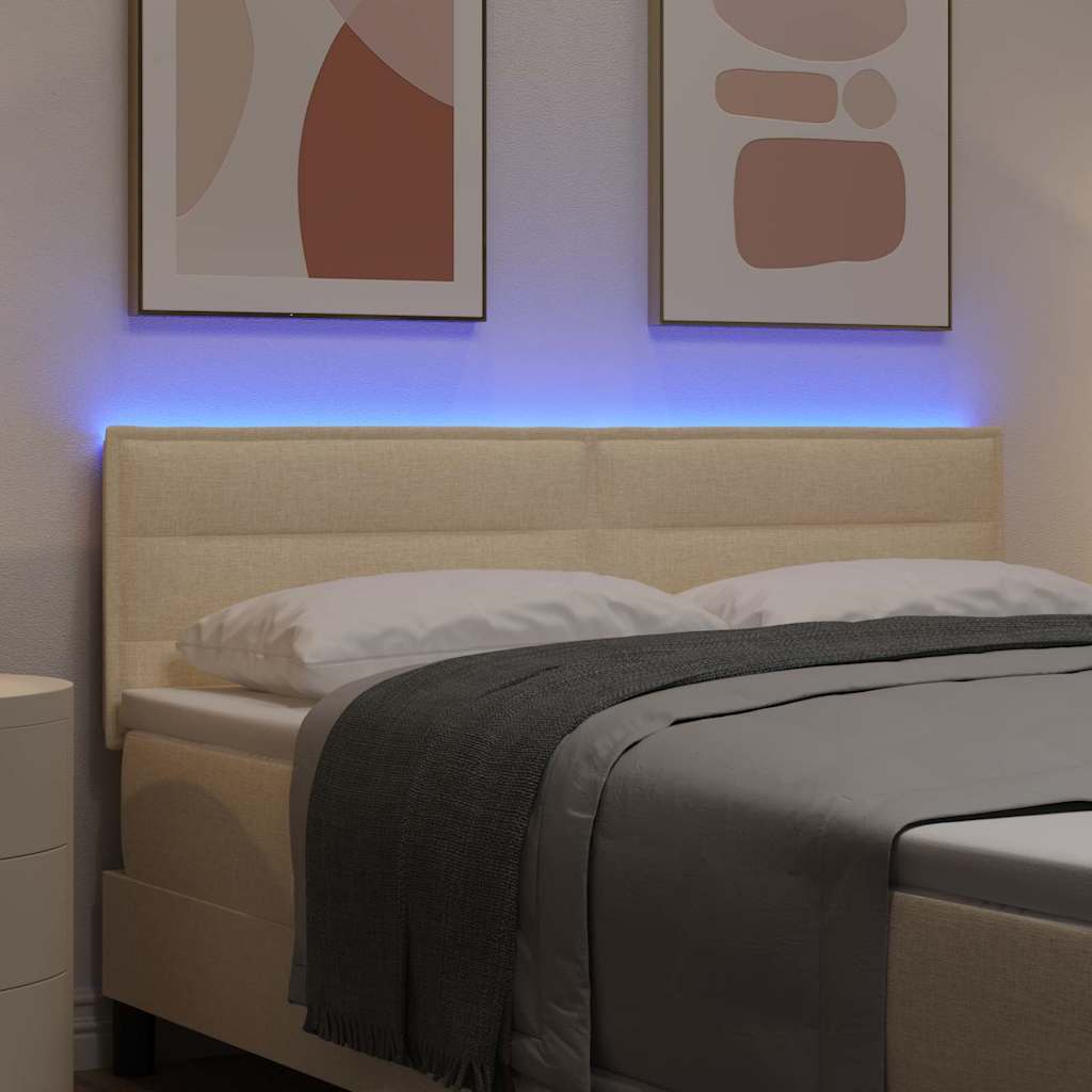 LED Kopfteil mit LED-Lichtleisten Creme 160 cm Stoff