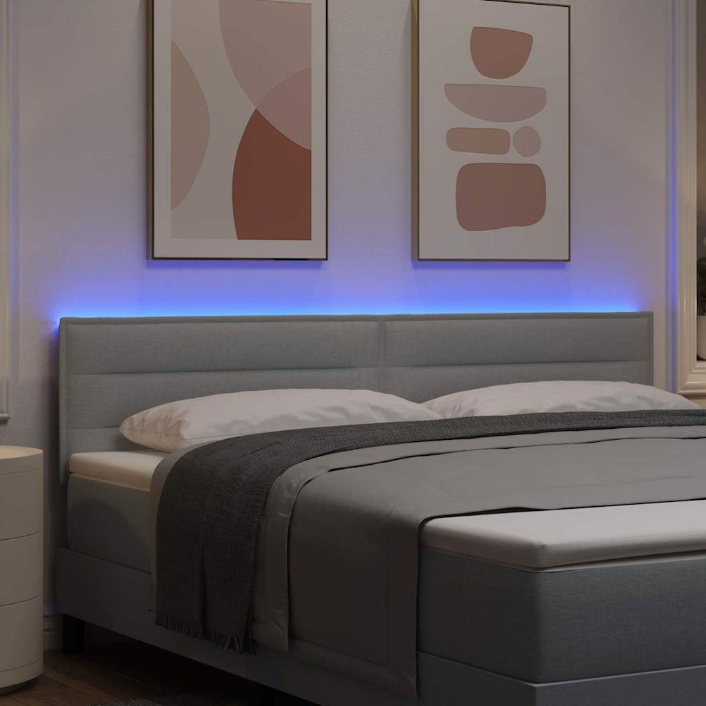 LED Kopfteil mit LED-Lichtleisten Hellgrau 180 cm Stoff