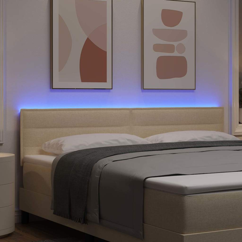 LED Kopfteil mit LED-Lichtleisten Creme 180 cm Stoff