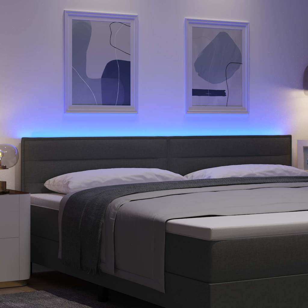 LED Kopfteil mit LED-Lichtleisten Dunkelgrau 200 cm Stoff