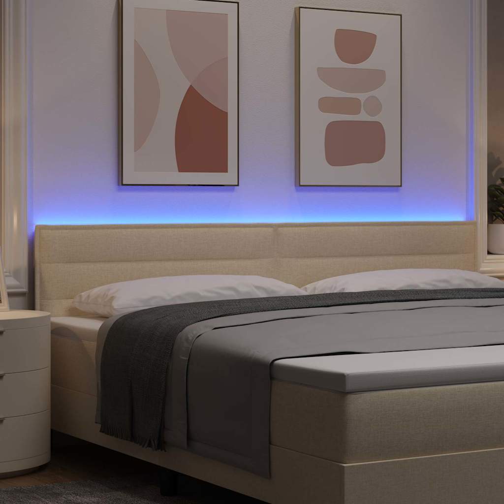 LED Kopfteil mit LED-Lichtleisten Creme 200 cm Stoff