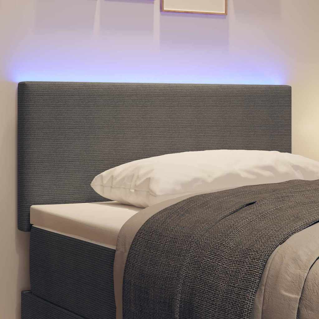 LED Kopfteil mit LED-Lichtleisten Hellgrau 90 cm Cordstoff
