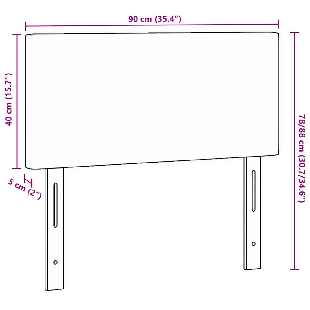 LED Kopfteil mit LED-Lichtleisten Hellgrau 90 cm Cordstoff