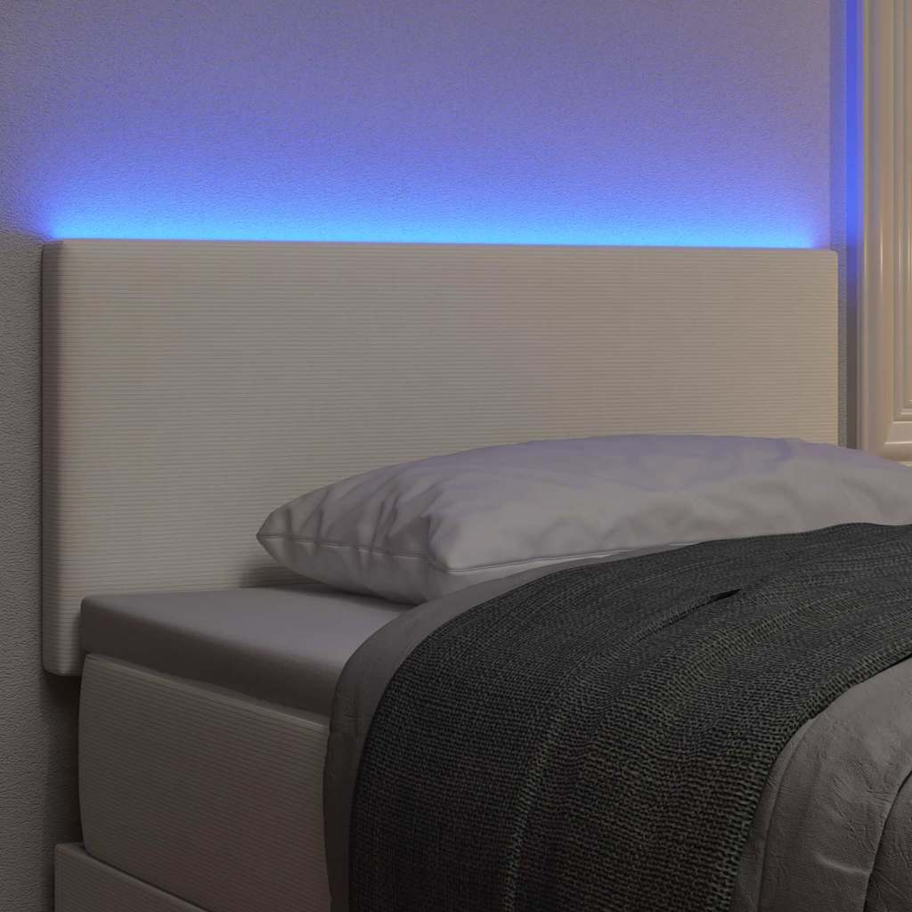 LED Kopfteil mit LED-Lichtleisten Creme 90 cm Cordstoff