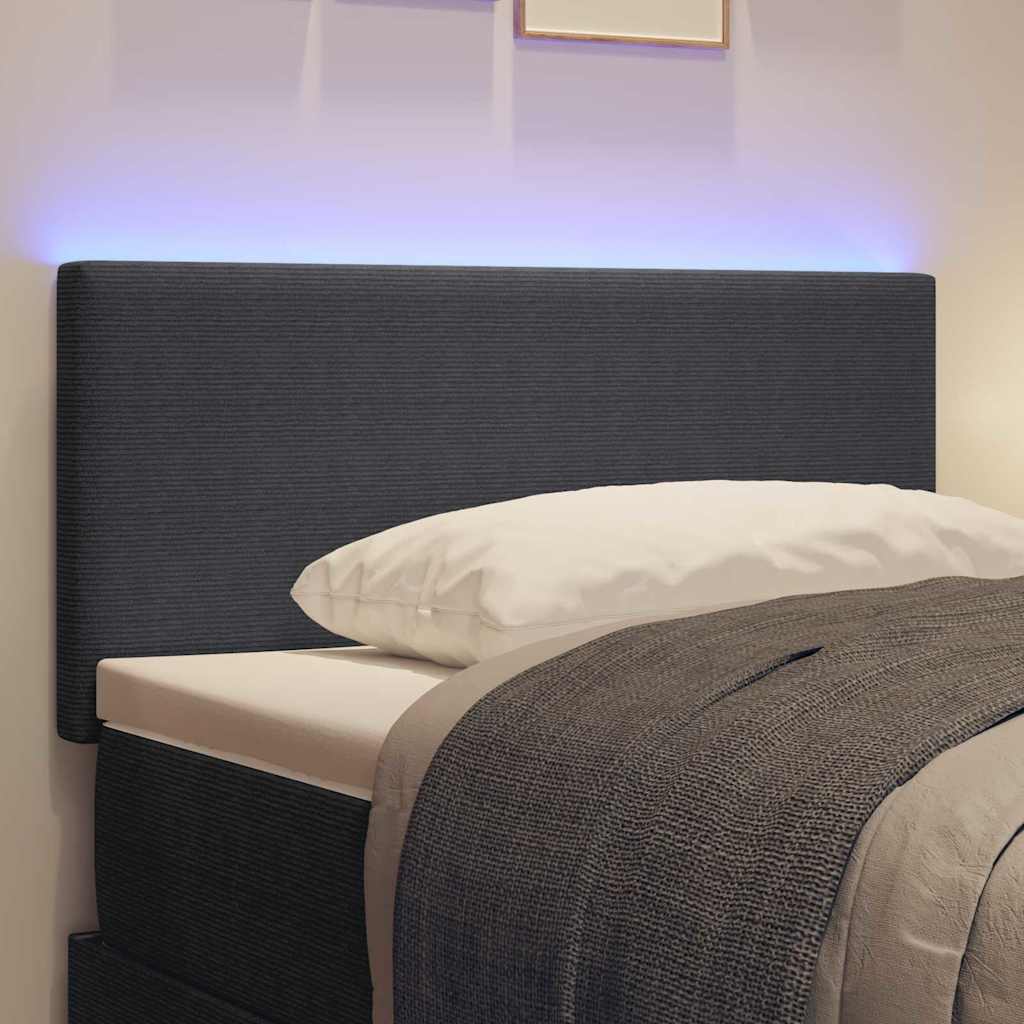 LED Kopfteil mit LED-Lichtleisten Dunkelgrau 100 cm Cordstoff