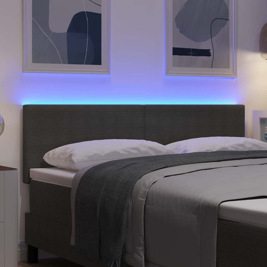 LED Kopfteil mit LED-Lichtleisten Hellgrau 144 cm Cordstoff