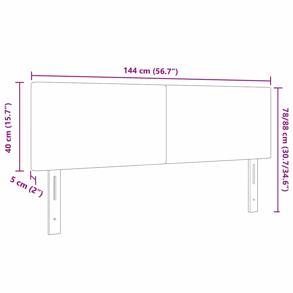 LED Kopfteil mit LED-Lichtleisten Hellgrau 144 cm Cordstoff