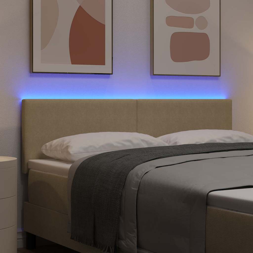 LED Kopfteil mit LED-Lichtleisten Grau-Grün 160 cm Cordstoff