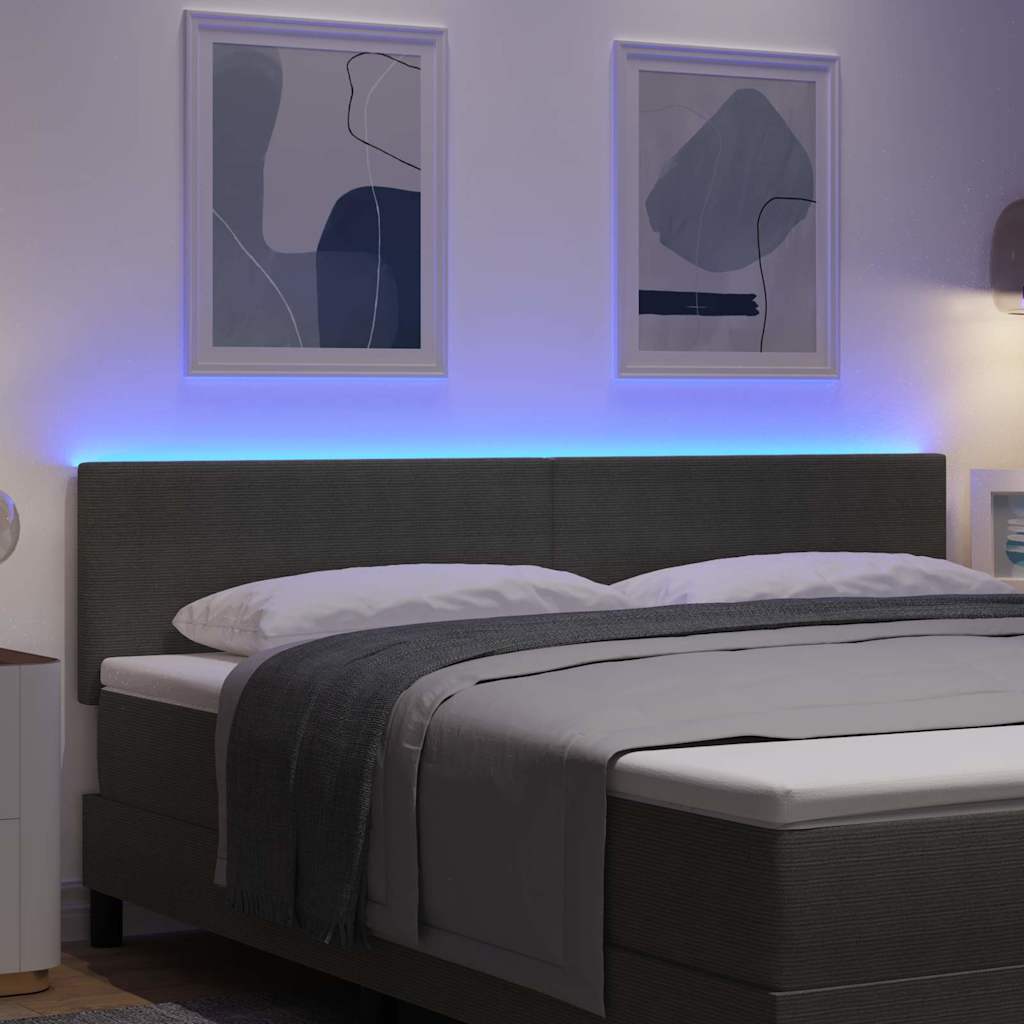 LED Kopfteil mit LED-Lichtleisten Hellgrau 180 cm Cordstoff