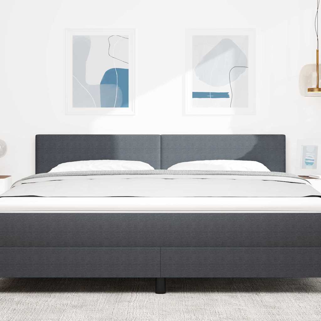 LED Kopfteil mit LED-Lichtleisten Dunkelgrau 180 cm Cordstoff