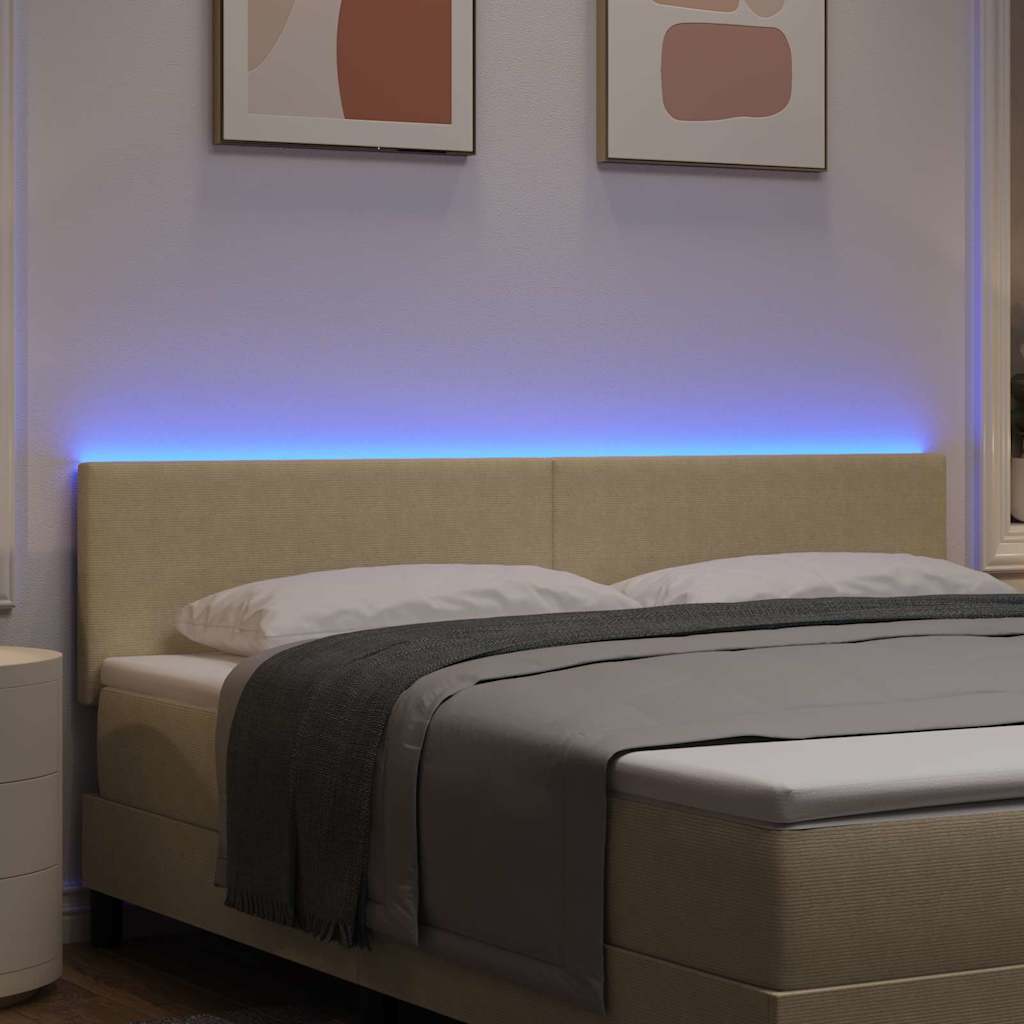 LED Kopfteil mit LED-Lichtleisten Grau-Grün 180 cm Cordstoff