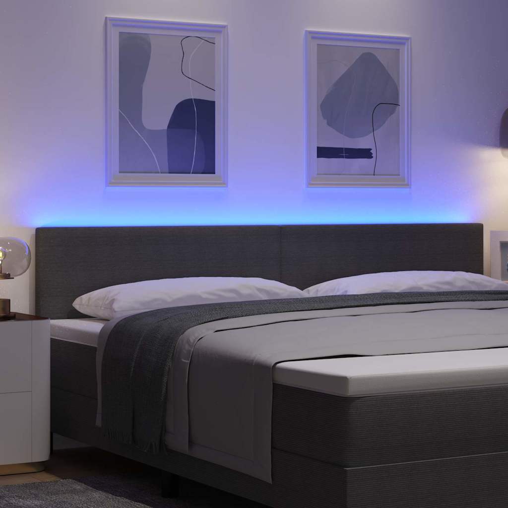 LED Kopfteil mit LED-Lichtleisten Hellgrau 200 cm Cordstoff