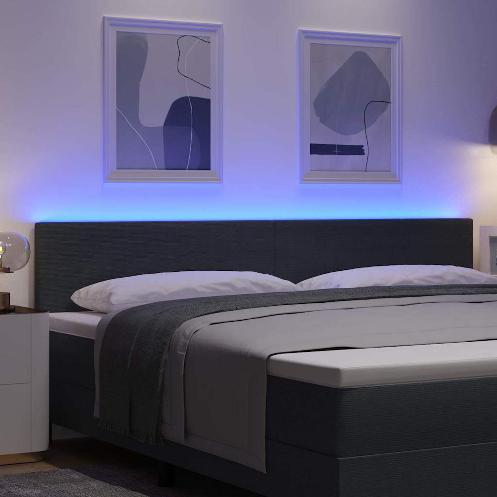 LED Kopfteil mit LED-Lichtleisten Dunkelgrau 200 cm Cordstoff