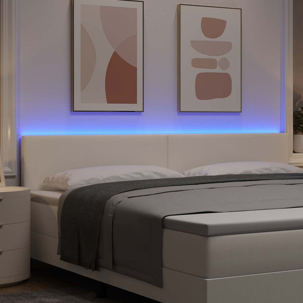 LED Kopfteil mit LED-Lichtleisten Creme 200 cm Cordstoff