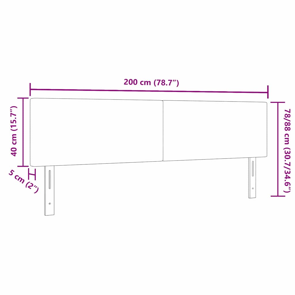 LED Kopfteil mit LED-Lichtleisten Creme 200 cm Cordstoff