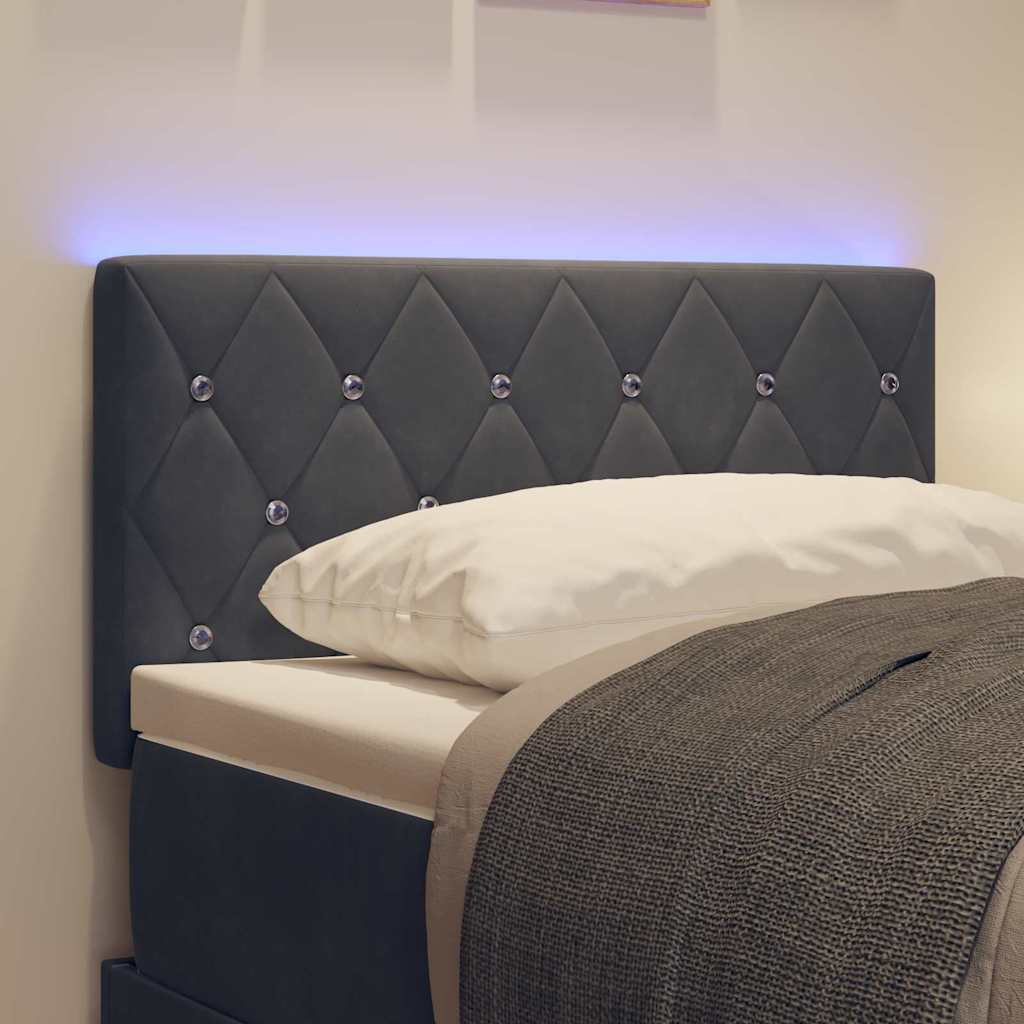 LED Kopfteil mit LED-Lichtleisten Dunkelgrau 80 cm Samt