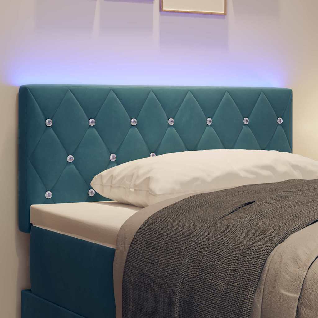 LED Kopfteil mit LED-Lichtleisten Dunkelblau 90 cm Samt