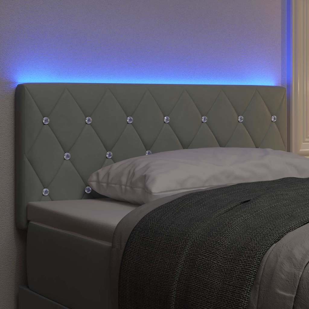 LED Kopfteil mit LED-Lichtleisten Hellgrau 100 cm Samt