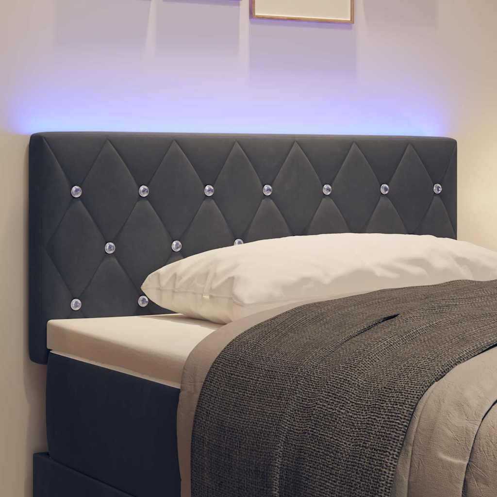 LED Kopfteil mit LED-Lichtleisten Dunkelgrau 100 cm Samt