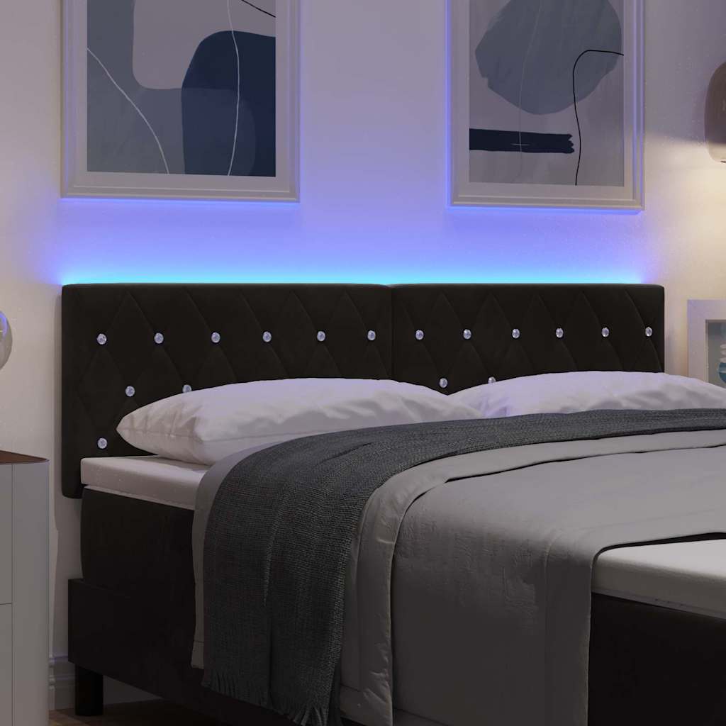 LED Kopfteil mit LED-Lichtleisten Schwarz 144 cm Samt