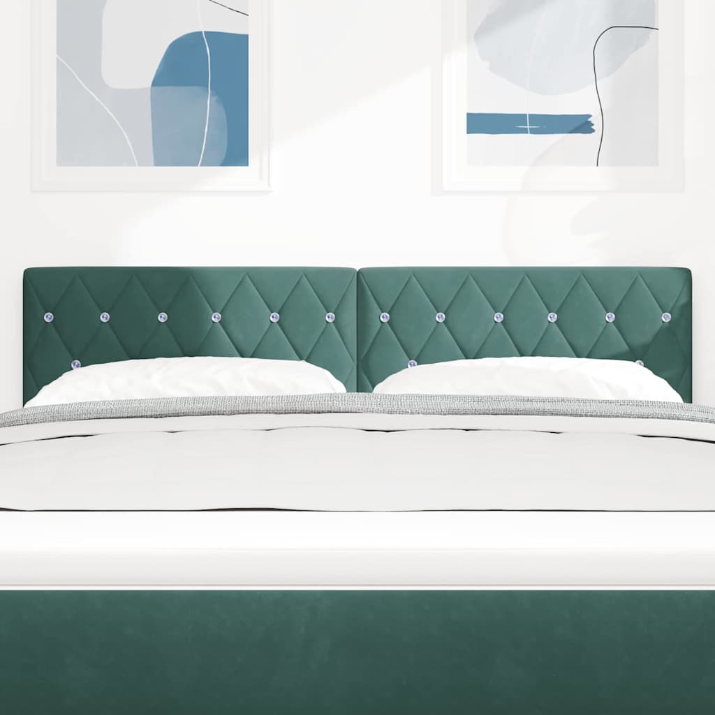 LED Kopfteil mit LED-Lichtleisten Dunkelgrün 144 cm Samt