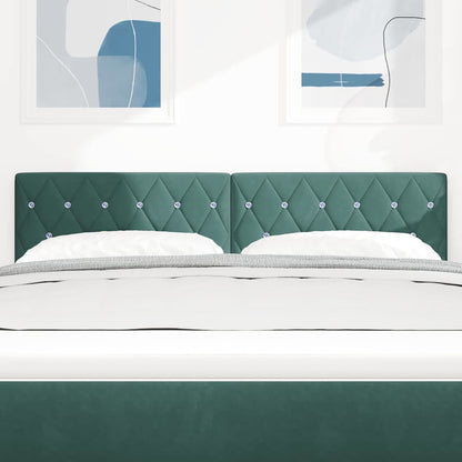 LED Kopfteil mit LED-Lichtleisten Dunkelgrün 144 cm Samt