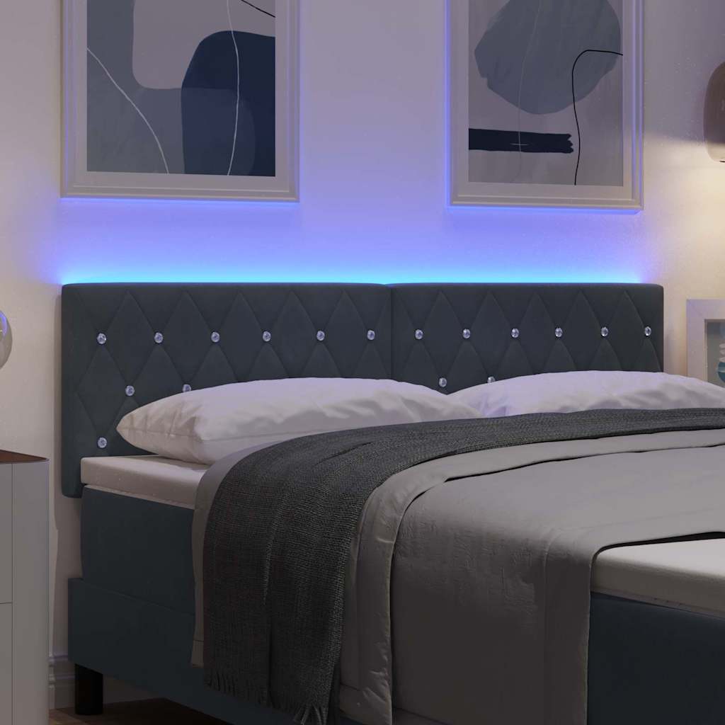 LED Kopfteil mit LED-Lichtleisten Dunkelgrau 160 cm Samt