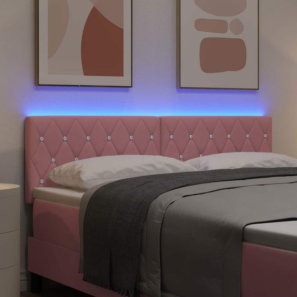 LED Kopfteil mit LED-Lichtleisten mit Kopfteil Rosa 160 cm Samt
