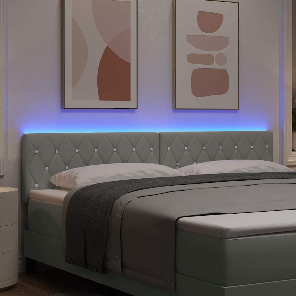 LED Kopfteil mit LED-Lichtleisten Hellgrau 180 cm Samt