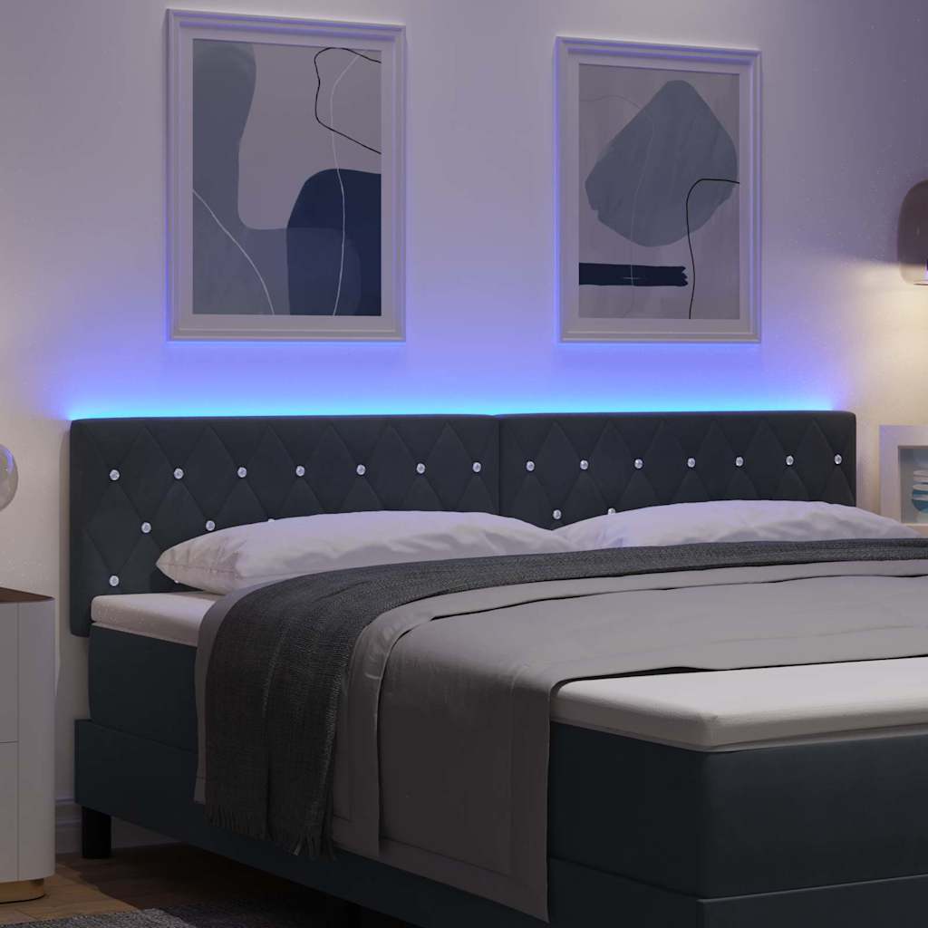 LED Kopfteil mit LED-Lichtleisten Dunkelgrau 180 cm Samt