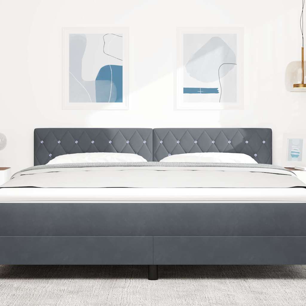 LED Kopfteil mit LED-Lichtleisten Dunkelgrau 180 cm Samt
