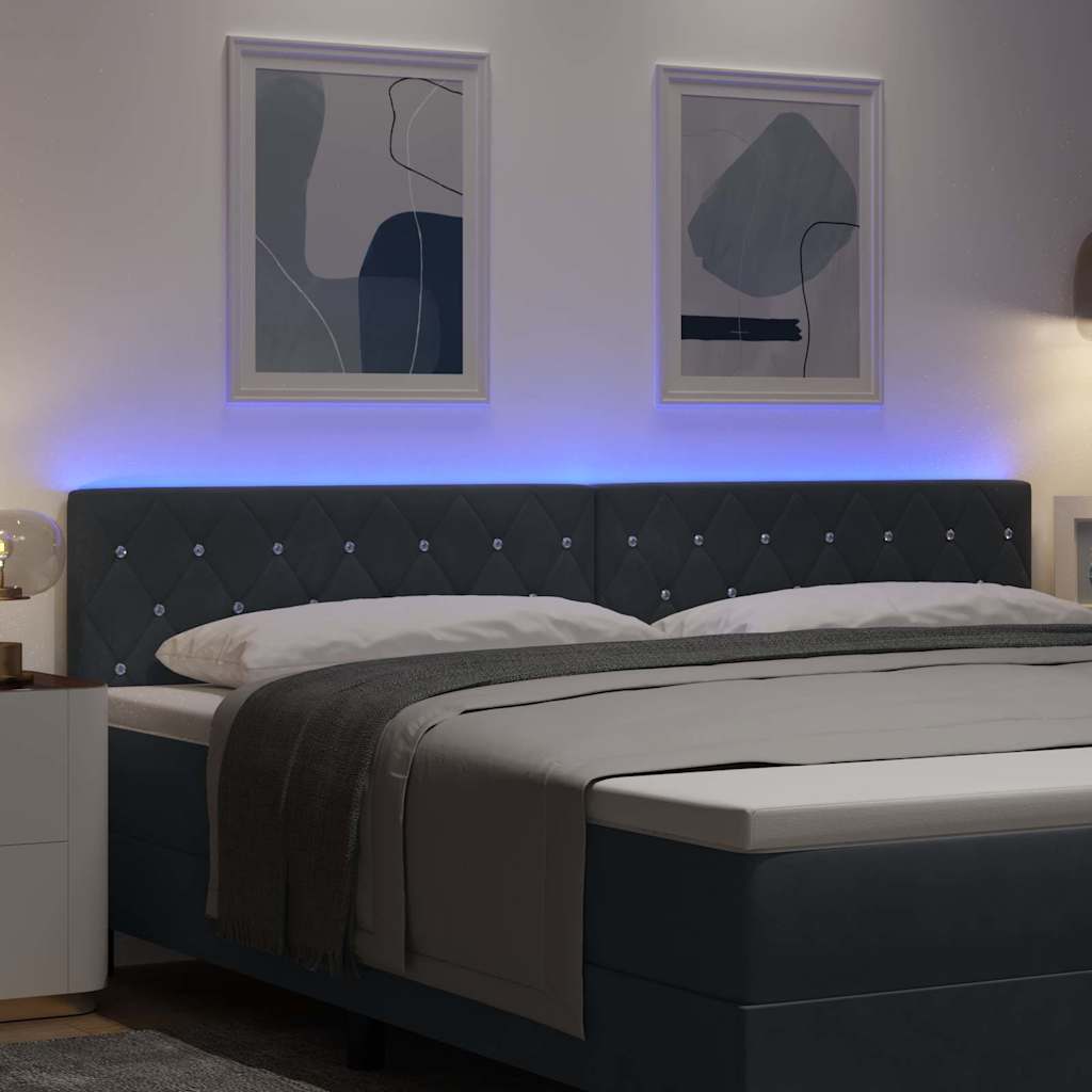LED Kopfteil mit LED-Lichtleisten Dunkelgrau 200 cm Samt