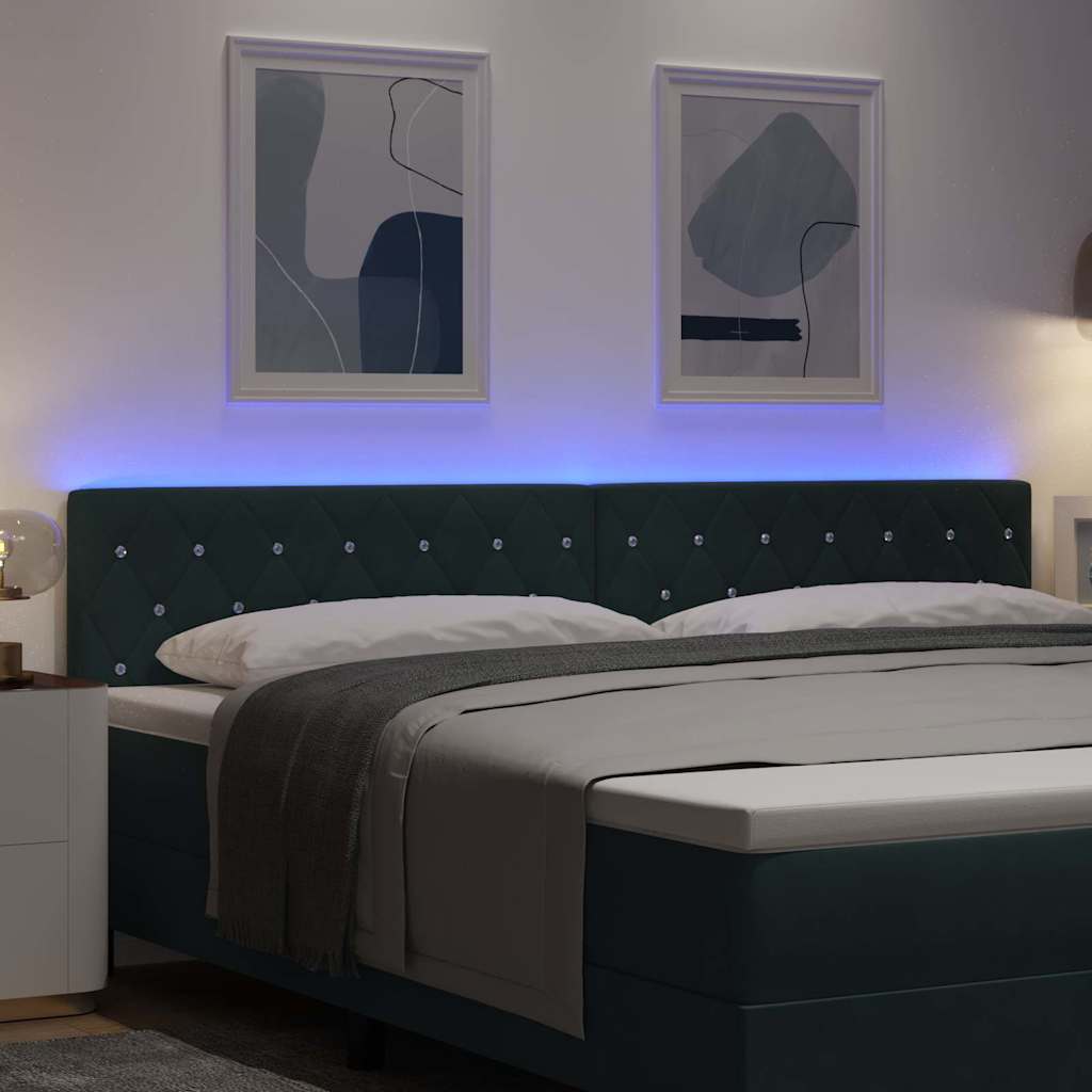LED Kopfteil mit LED-Lichtleisten Dunkelgrün 200 cm Samt