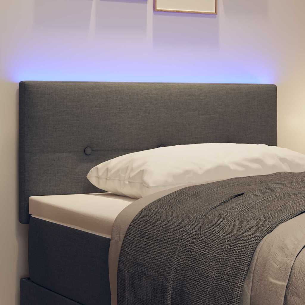 LED Kopfteil mit LED-Lichtleisten Dunkelgrau 80 cm Stoff