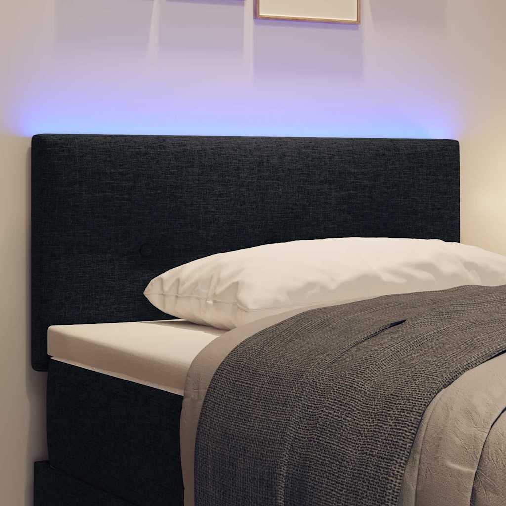 LED Kopfteil mit LED-Lichtleisten Schwarz 90 cm Stoff
