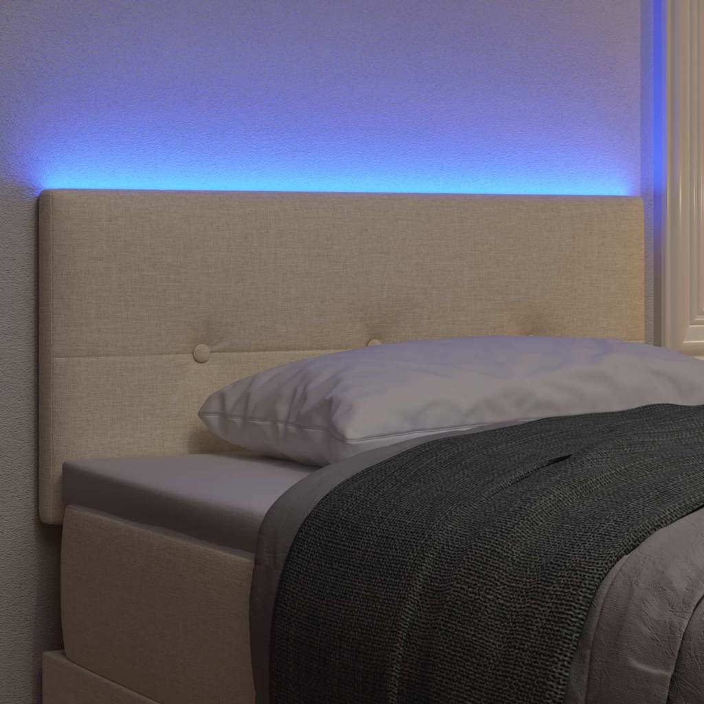 LED Kopfteil mit LED-Lichtleisten Creme 90 cm Stoff