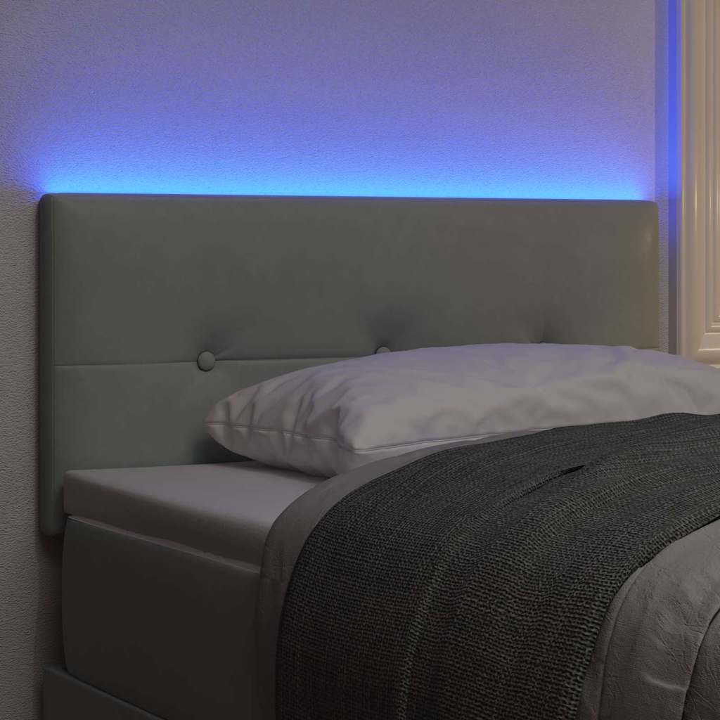LED Kopfteil mit LED-Lichtleisten Hellgrau 100 cm Samt