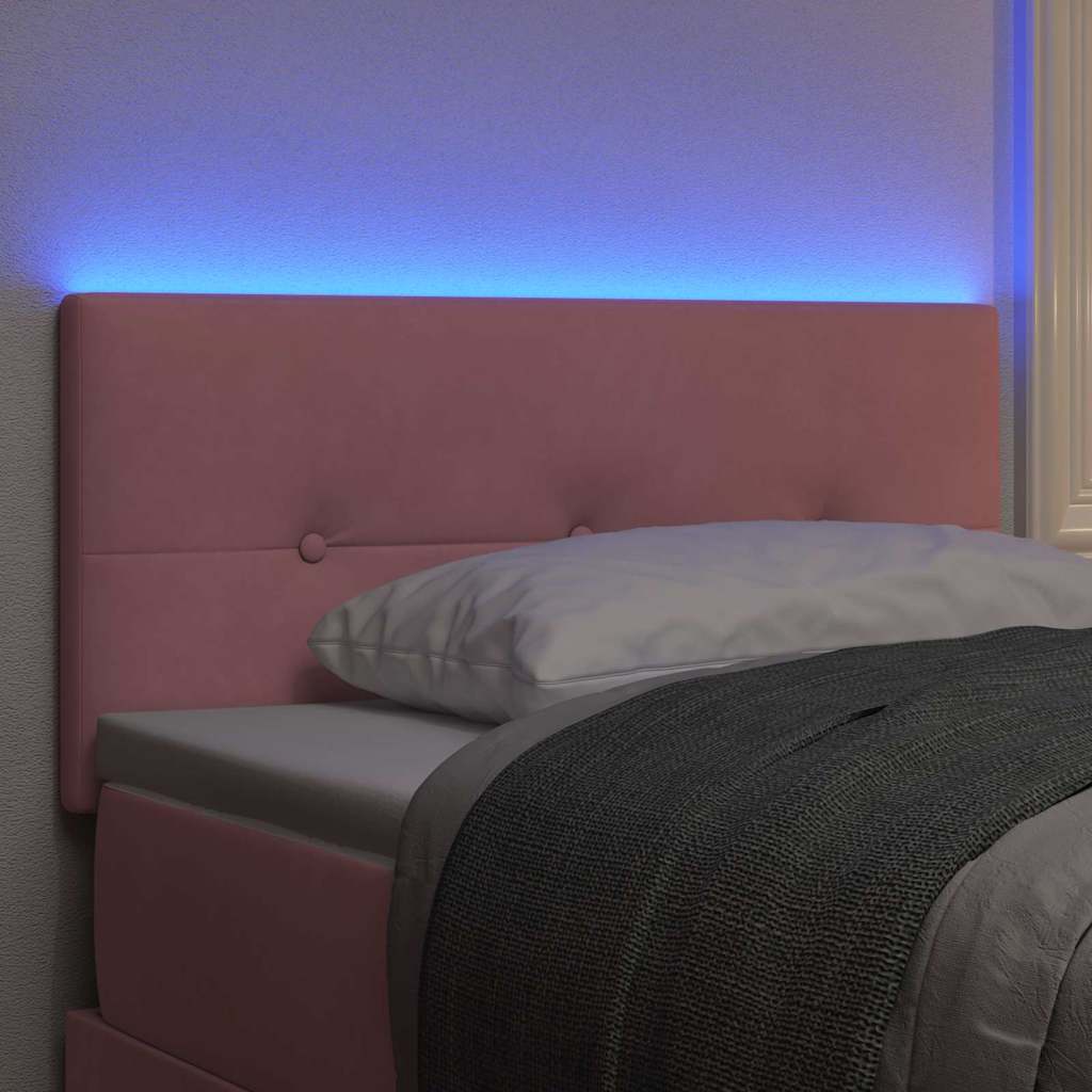 LED Kopfteil mit LED-Lichtleisten Rosa 100 cm Samt