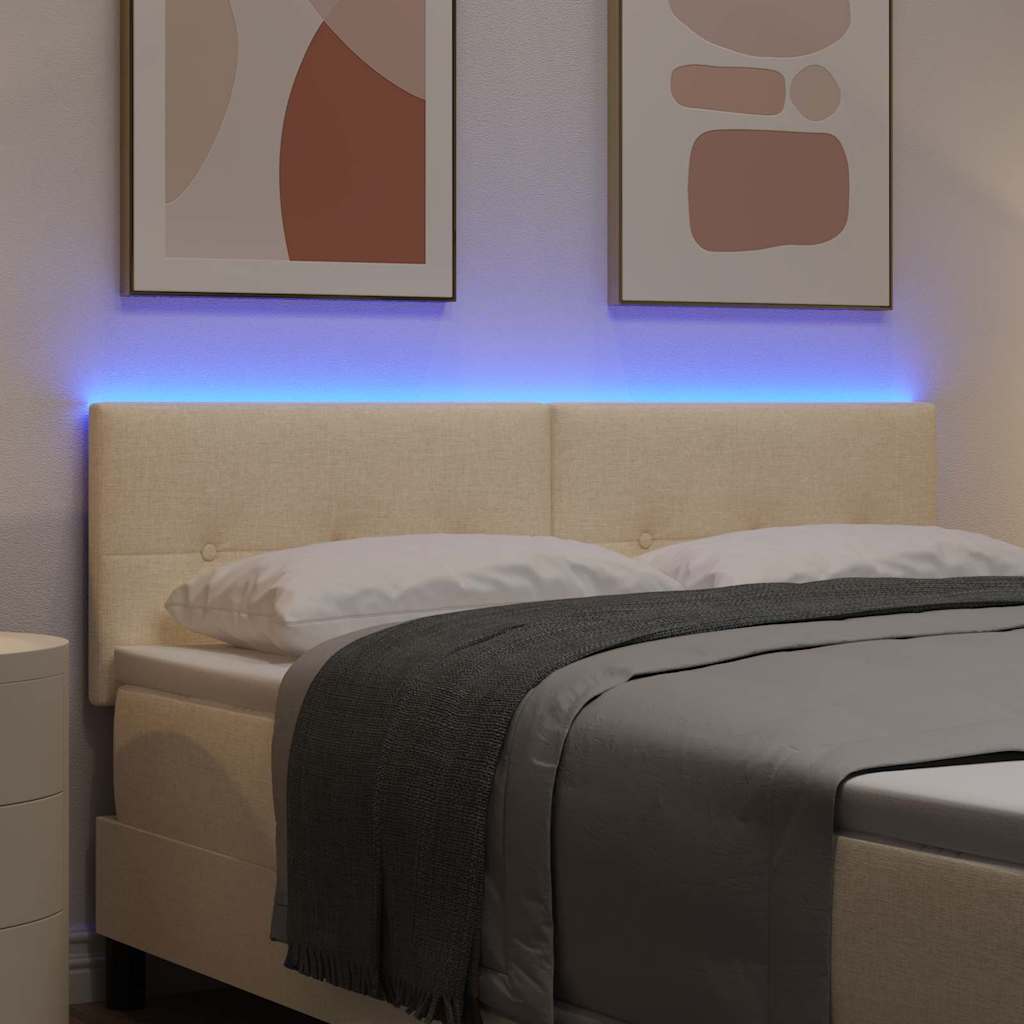 LED Kopfteil mit LED-Lichtleisten Creme 144 cm Stoff