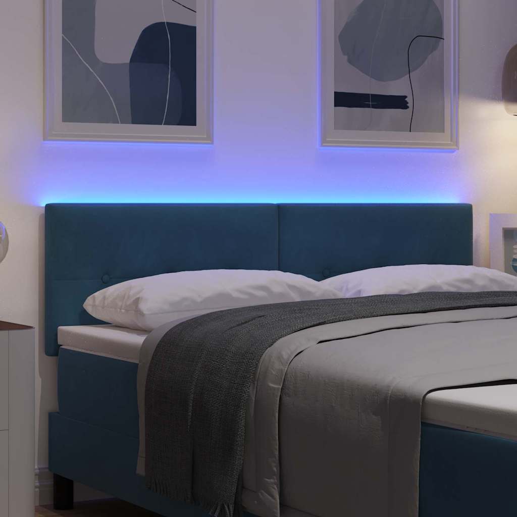 LED Kopfteil mit LED-Lichtleisten Blau 144 cm Samt