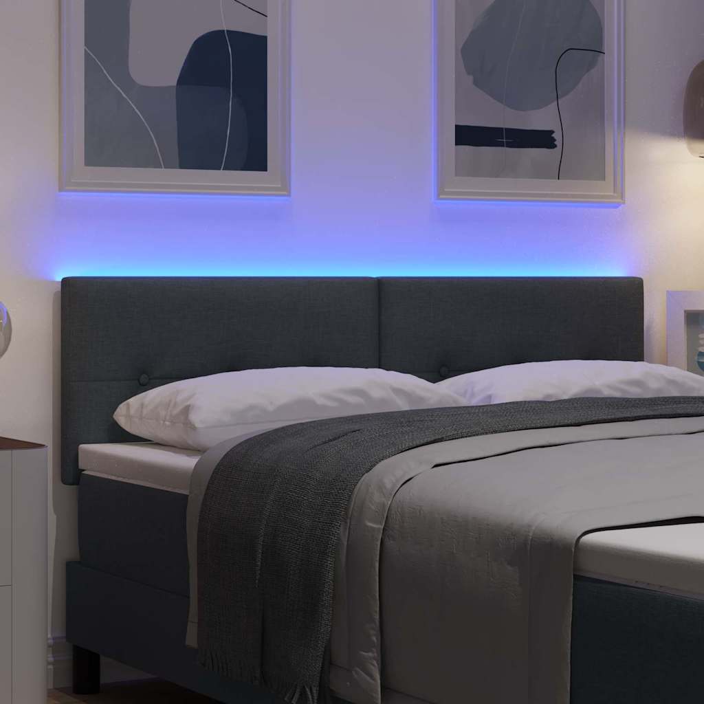 LED Kopfteil mit LED-Lichtleisten Dunkelgrau 160 cm Stoff