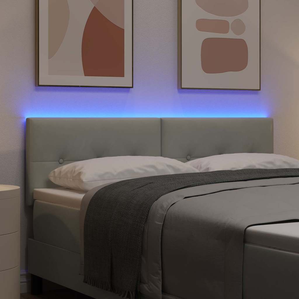 LED Kopfteil mit LED-Lichtleisten Hellgrau 160 cm Samt