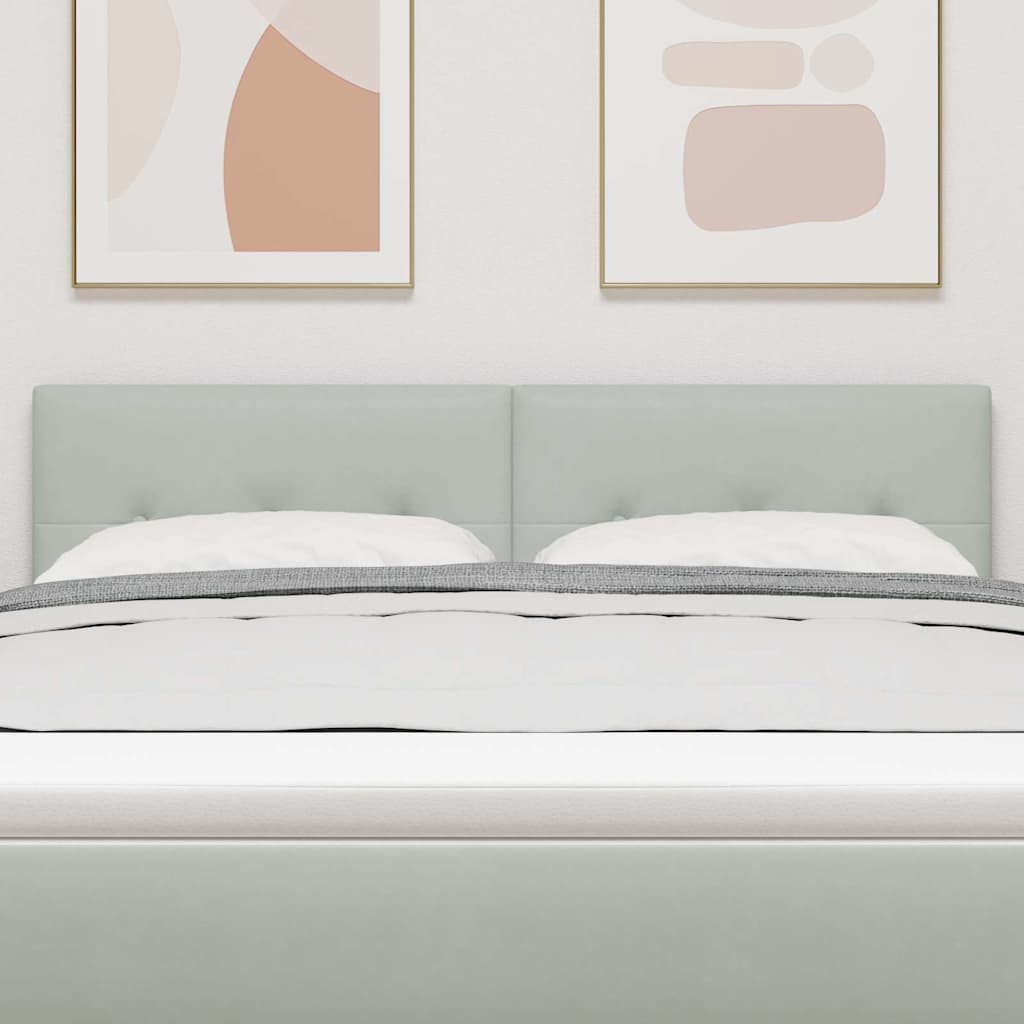 LED Kopfteil mit LED-Lichtleisten Hellgrau 160 cm Samt