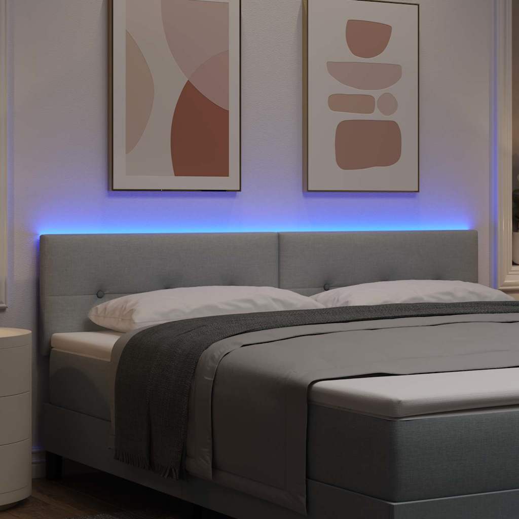LED Kopfteil mit LED-Lichtleisten Hellgrau 180 cm Stoff