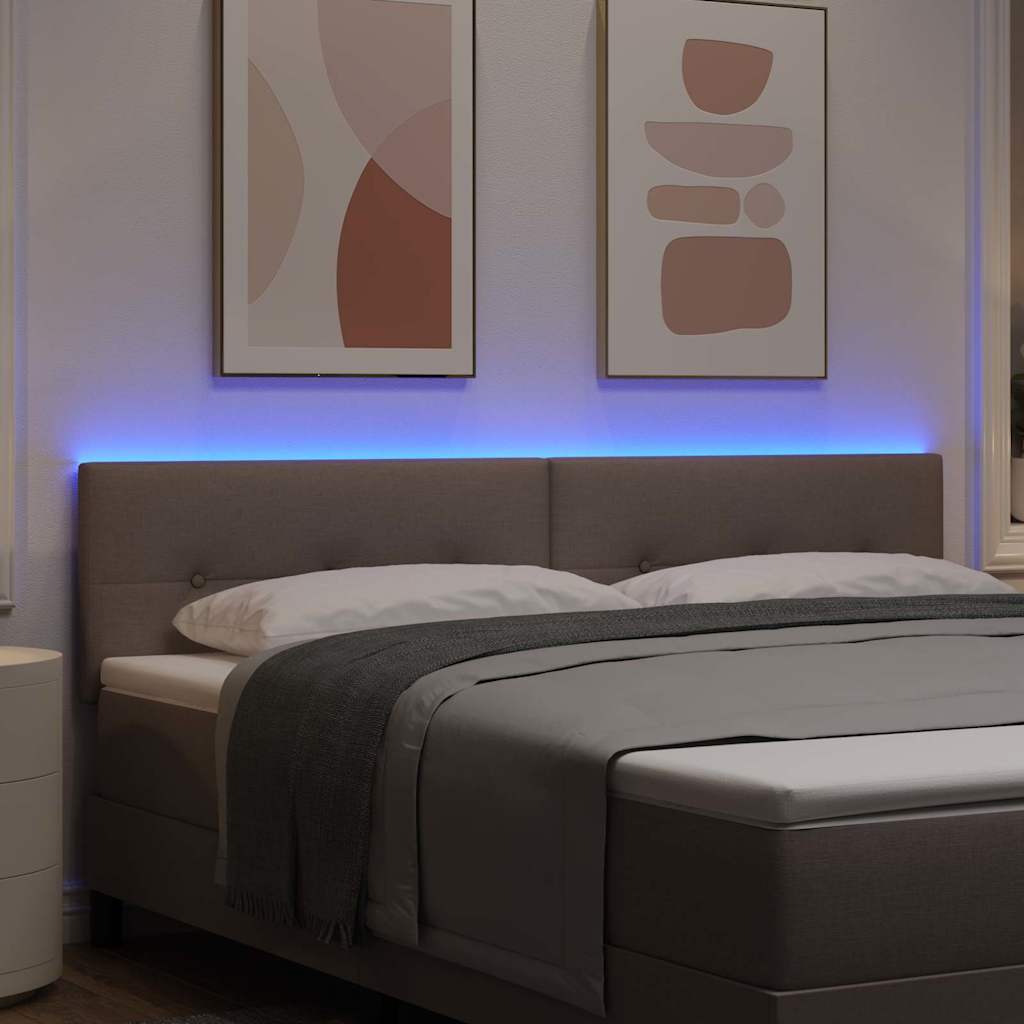 LED Kopfteil mit LED-Lichtleisten Taupe 180 cm Stoff