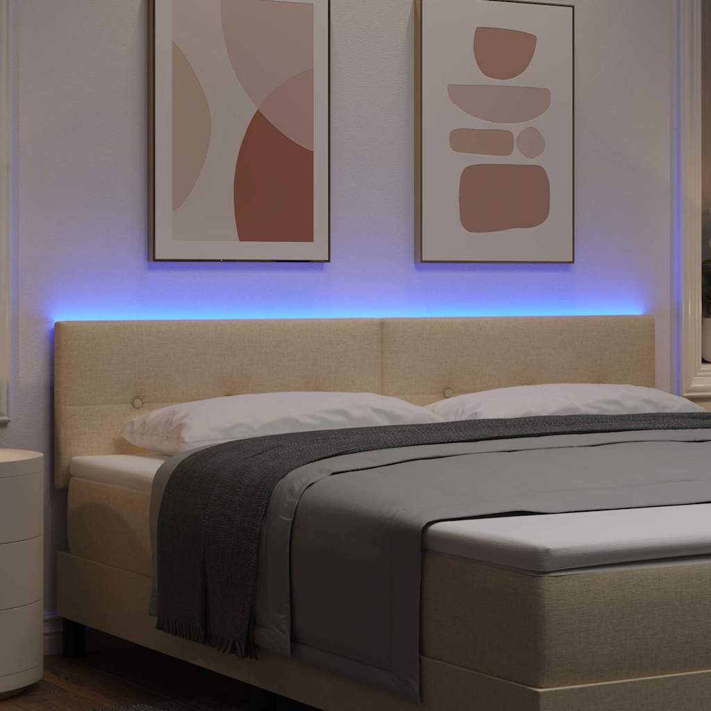 LED Kopfteil mit LED-Lichtleisten Creme 180 cm Stoff