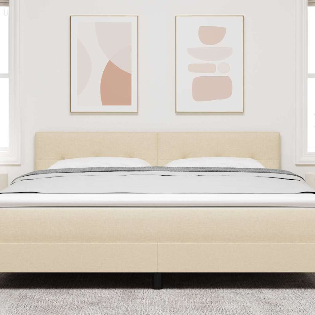 LED Kopfteil mit LED-Lichtleisten Creme 180 cm Stoff
