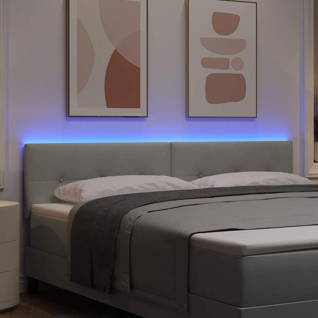 LED Kopfteil mit LED-Lichtleisten Hellgrau 180 cm Samt